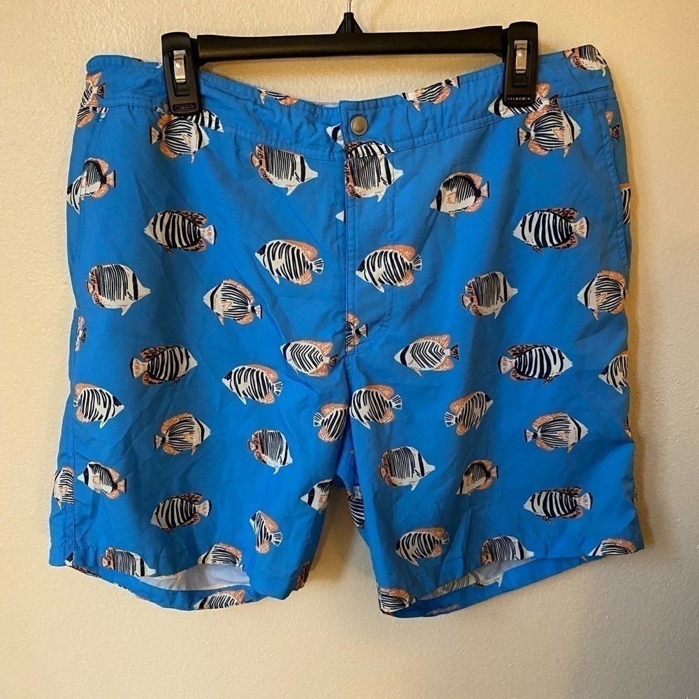 Bonobos Men’s Fish Swim Trunks Blue Size 35 Vacation Beach Swimming